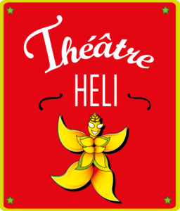 Logo Héli représentant une fleur d'héliconia, une plante originaire de l'Amérique Tropicale sur un fond rouge